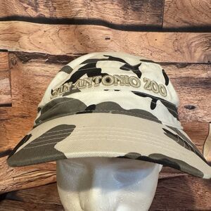 San Antonio Zoo Cadet Camo Hat Adjustable Strap Woodland Gray Wildlife Souvenir